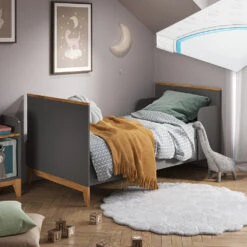 Kinderbett "Malia" Grau/Eiche 80x160 Cm Mit Matratze Vitalispa -Möbel Store m5367 04 mat ol