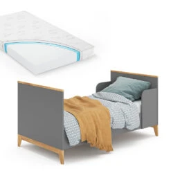 Kinderbett "Malia" Grau/Eiche 80x160 Cm Mit Matratze Vitalispa -Möbel Store m5367 07 mat ol