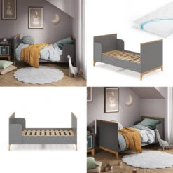 Kinderbett "Malia" Grau/Eiche 80x160 Cm Mit Matratze Vitalispa -Möbel Store m5367 08 mat ol