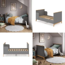 Kinderbett "Malia" Grau/Eiche 80x160 Cm Vitalispa -Möbel Store m5367 08 ol