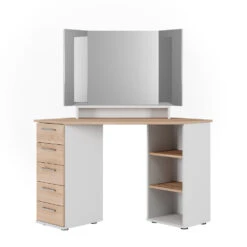 Eckschminktisch "Sofia" Weiß/Sonoma/Sonoma 128.4 Cm Vicco