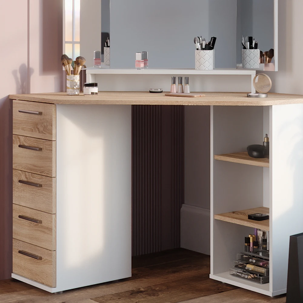 Eckschminktisch "Sofia" Weiß/Sonoma/Sonoma 128.4 Cm Vicco 7 Eckschminktisch "Sofia" Weiß/Sonoma/Sonoma 128.4 Cm Vicco – Bild 5