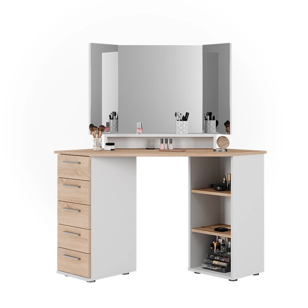 Eckschminktisch "Sofia" Weiß/Sonoma/Sonoma 128.4 Cm Vicco 9 Eckschminktisch "Sofia" Weiß/Sonoma/Sonoma 128.4 Cm Vicco – Bild 7