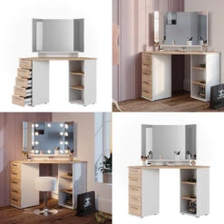 Eckschminktisch "Sofia" Weiß/Sonoma/Sonoma 128.4 Cm Vicco 17 Eckschminktisch "Sofia" Weiß/Sonoma/Sonoma 128.4 Cm Vicco -Möbel Store m5420 08 ol