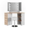 Eckschminktisch "Sofia" Weiß/Sonoma/Sonoma 128.4 Cm Mit LED Beleuchtung Und Hocker Vicco -Möbel Store m5420 hw l 01 ol