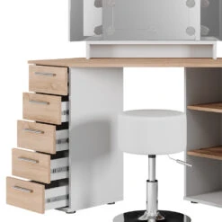 Eckschminktisch "Sofia" Weiß/Sonoma/Sonoma 128.4 Cm Mit LED Beleuchtung Und Hocker Vicco 16 Eckschminktisch "Sofia" Weiß/Sonoma/Sonoma 128.4 Cm Mit LED Beleuchtung Und Hocker Vicco -Möbel Store m5420 hw l 06 ol