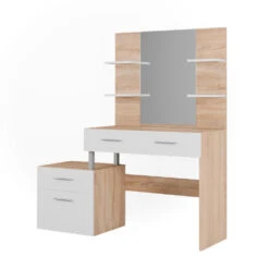 Schminktisch "Maria" Weiß/Sonoma/Sonoma 132 Cm Vicco