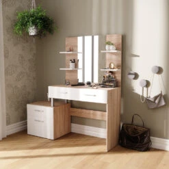 Schminktisch "Maria" Weiß/Sonoma/Sonoma 132 Cm Vicco -Möbel Store m5422 04 ol