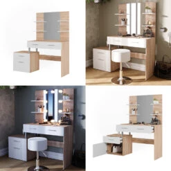 Schminktisch "Maria" Weiß/Sonoma/Sonoma 132 Cm Vicco -Möbel Store m5422 08 ol