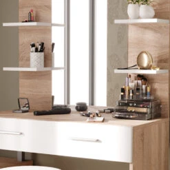 Schminktisch "Maria" Weiß/Sonoma/Sonoma 132 Cm Mit Hocker Vicco -Möbel Store m5422 hw 05 ol