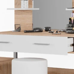 Schminktisch "Maria" Weiß/Sonoma/Sonoma 132 Cm Mit Hocker Vicco -Möbel Store m5422 hw 06 ol