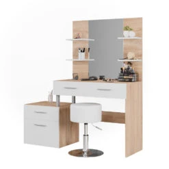 Schminktisch "Maria" Weiß/Sonoma/Sonoma 132 Cm Mit Hocker Vicco -Möbel Store m5422 hw 07 ol