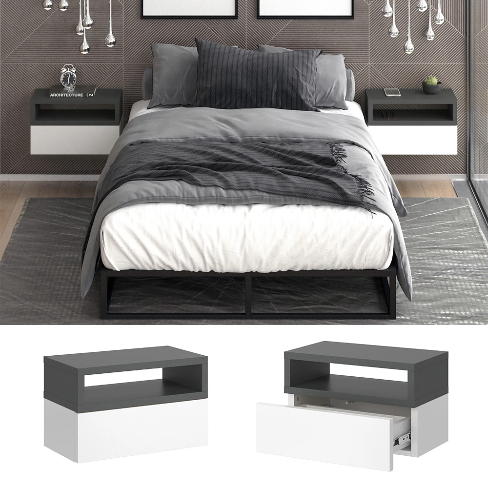 Nachttisch "Urbano" Anthrazit/Weiß 45 X 28 Cm Vicco 4 Nachttisch "Urbano" Anthrazit/Weiß 45 X 28 Cm Vicco – Bild 2