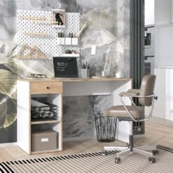 Schreibtisch "Sirio" Weiß/Goldkraft Eiche 120 X 50 Cm Vicco -Möbel Store m5469 04 ol