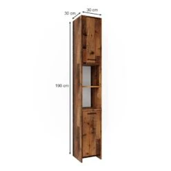 Badschrank "Kiko" Eiche Rustikal 30 X 190 Cm Vicco -Möbel Store m5482 03 ol