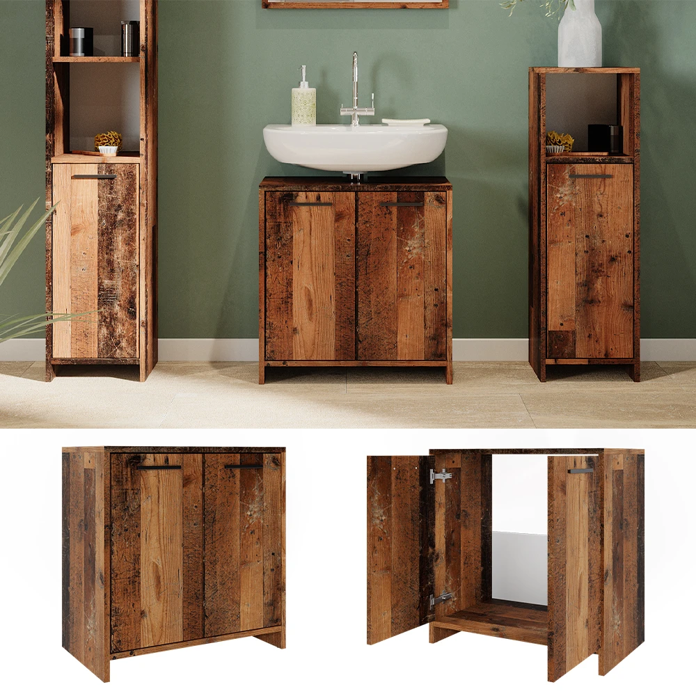 Waschbeckenunterschrank "Kiko" Eiche Rustikal 58 X 60 Cm Vicco 4 Waschbeckenunterschrank "Kiko" Eiche Rustikal 58 X 60 Cm Vicco – Bild 2