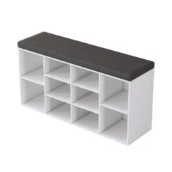 Schuhbank "Tamara" Weiß 104 X 53.5 Cm 10 Fächer Oskar Store