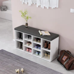 Schuhbank "Tamara" Weiß 104 X 53.5 Cm 10 Fächer Oskar Store -Möbel Store m5530 04 ol