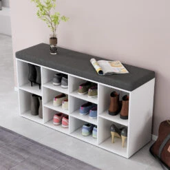 Schuhbank "Tamara" Weiß 104 X 53.5 Cm 10 Fächer Oskar Store -Möbel Store m5530 05 ol