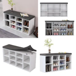 Schuhbank "Tamara" Weiß 104 X 53.5 Cm 10 Fächer Oskar Store -Möbel Store m5530 08 ol