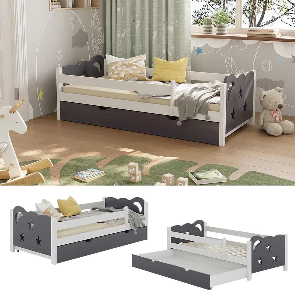 Kinderbett "Jessica" Grau/Weiß 80x160 Cm Mit Schublade, Ohne Matratze Oskar Store 4 Kinderbett "Jessica" Grau/Weiß 80x160 Cm Mit Schublade, Ohne Matratze Oskar Store – Bild 2