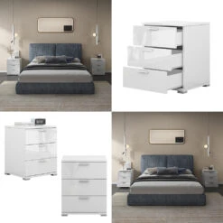 Nachttisch "Marseille" Weiß Hochglanz 46.2 X 60 Cm Oskar Store -Möbel Store m5561 08 ol