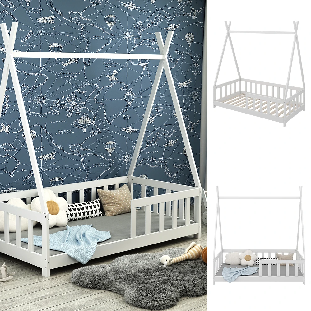 Tipi-Bett "Susanna" Weiß 80x160 Cm Mit Rausfallschutz Oskar Store 4 Tipi-Bett "Susanna" Weiß 80x160 Cm Mit Rausfallschutz Oskar Store – Bild 2