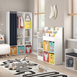 Kinderregal "Luigi" Weiß 100.4 X 114.2 Cm Mit 4 Faltboxen (bunt) Vicco -Möbel Store m5599 fb2046 2047 04 ol