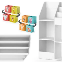 Kinderregal "Luigi" Weiß 100.4 X 114.2 Cm Mit 4 Faltboxen (bunt) Vicco -Möbel Store m5599 fb2046 2047 06 ol