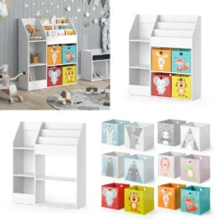 Kinderregal "Luigi" Weiß 100.4 X 114.2 Cm Mit 4 Faltboxen (bunt) Vicco -Möbel Store m5599 fb2046 2047 08 ol