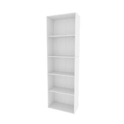 Bücherregal "Bob" Weiß 60 X 190 Cm Mit 5 Fächern Oskar Store