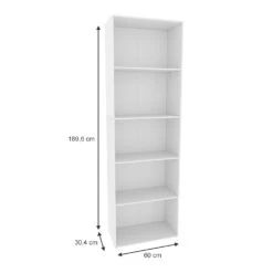 Bücherregal "Bob" Weiß 60 X 190 Cm Mit 5 Fächern Oskar Store -Möbel Store m5628 03 ol