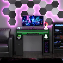 Gaming Tisch "Tails" Schwarz 123 X 55 Cm Mit LED-Beleuchtung Oskar Store -Möbel Store m5677 04 ol