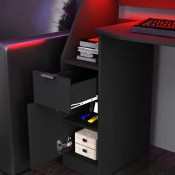 Gaming Tisch "Tails" Schwarz 123 X 55 Cm Mit LED-Beleuchtung Oskar Store -Möbel Store m5677 05 ol