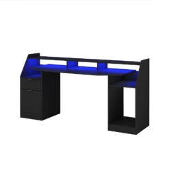 Gaming Tisch "Sonic" Schwarz 179.8 X 65.5 Cm Mit LED-Beleuchtung Oskar Store
