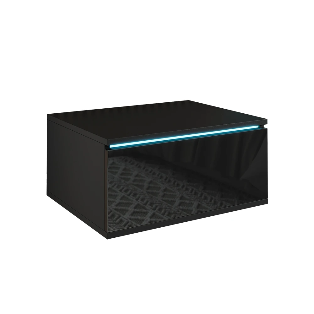 Nachttisch "Samira" Schwarz Hochglanz 49 X 23 Cm Mit LED Beleuchtung Livinity 3 Nachttisch "Samira" Schwarz Hochglanz 49 X 23 Cm Mit LED Beleuchtung Livinity