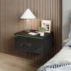 Nachttisch "Samira" Schwarz Hochglanz 49 X 23 Cm Mit LED Beleuchtung Livinity 13 Nachttisch "Samira" Schwarz Hochglanz 49 X 23 Cm Mit LED Beleuchtung Livinity -Möbel Store m5703 04 ol