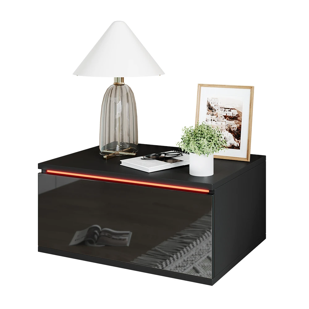 Nachttisch "Samira" Schwarz Hochglanz 49 X 23 Cm Mit LED Beleuchtung Livinity 9 Nachttisch "Samira" Schwarz Hochglanz 49 X 23 Cm Mit LED Beleuchtung Livinity – Bild 7