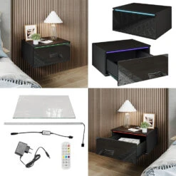 Nachttisch "Samira" Schwarz Hochglanz 49 X 23 Cm Mit LED Beleuchtung Livinity 17 Nachttisch "Samira" Schwarz Hochglanz 49 X 23 Cm Mit LED Beleuchtung Livinity -Möbel Store m5703 08 ol