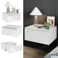 Nachttisch "Samira" Weiß 49 X 23 Cm Mit LED Beleuchtung Vicco -Möbel Store m5704 02 ol