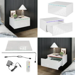 Nachttisch "Samira" Weiß 49 X 23 Cm Mit LED Beleuchtung Vicco -Möbel Store m5704 08 ol
