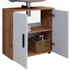 Waschbeckenunterschrank "Irma" Eiche/Weiß Hochglanz 60 X 59 Cm Vicco -Möbel Store m5710 06 ol