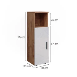 Midischrank "Irma" Eiche/Weiß Hochglanz 30 X 95 Cm Vicco -Möbel Store m5711 03 ol