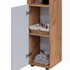 Midischrank "Irma" Eiche/Weiß Hochglanz 30 X 95 Cm Vicco -Möbel Store m5711 06 ol