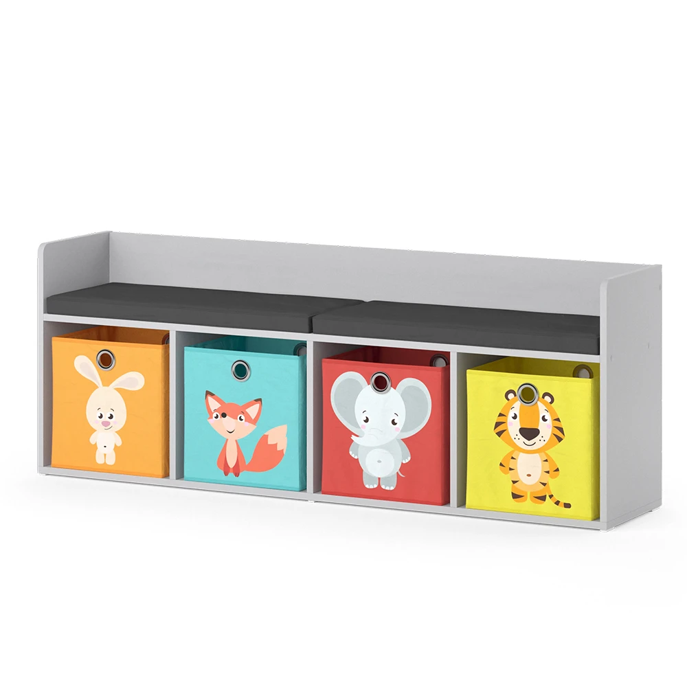 Kinderregal "Luigi" Hellgrau 142.4 X 53.4 Cm 4 Fächer, Mit Faltboxen Bunt Vicco 2 Kinderregal "Luigi" Hellgrau 142.4 X 53.4 Cm 4 Fächer, Mit Faltboxen Bunt Vicco