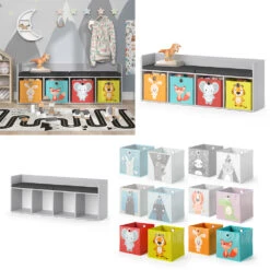 Kinderregal "Luigi" Hellgrau 142.4 X 53.4 Cm 4 Fächer, Mit Faltboxen Bunt Vicco 16 Kinderregal "Luigi" Hellgrau 142.4 X 53.4 Cm 4 Fächer, Mit Faltboxen Bunt Vicco -Möbel Store m5723 fb2046 47 08 ol