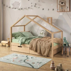 Hausbett "Lori" Naturholz 80x160 Cm Mit Schubladen, Ohne Matratze Vitalispa 13 Hausbett "Lori" Naturholz 80x160 Cm Mit Schubladen, Ohne Matratze Vitalispa -Möbel Store m5743 04 ol