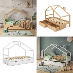 Hausbett "Lori" Naturholz 80x160 Cm Mit Schubladen, Ohne Matratze Vitalispa 17 Hausbett "Lori" Naturholz 80x160 Cm Mit Schubladen, Ohne Matratze Vitalispa -Möbel Store m5743 08 ol