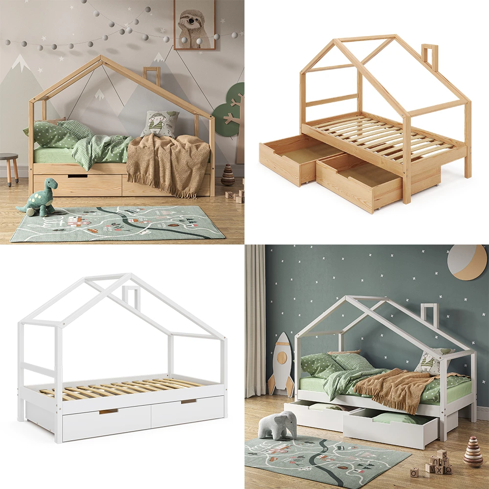 Hausbett "Lori" Naturholz 80x160 Cm Mit Schubladen, Ohne Matratze Vitalispa 10 Hausbett "Lori" Naturholz 80x160 Cm Mit Schubladen, Ohne Matratze Vitalispa – Bild 8