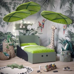 Kinderbett "Krokodil" Grün 80x160 Cm Mit Schublade Und Matratze Vitalispa -Möbel Store m5792 mat 04 ol